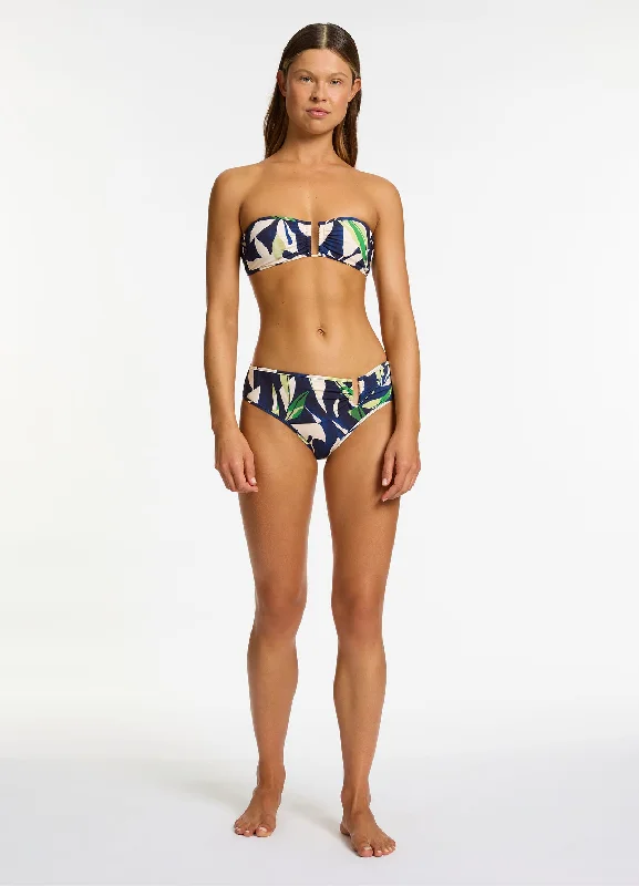 Fauna U Trim Mid Rise Bikini Bottom - Ink