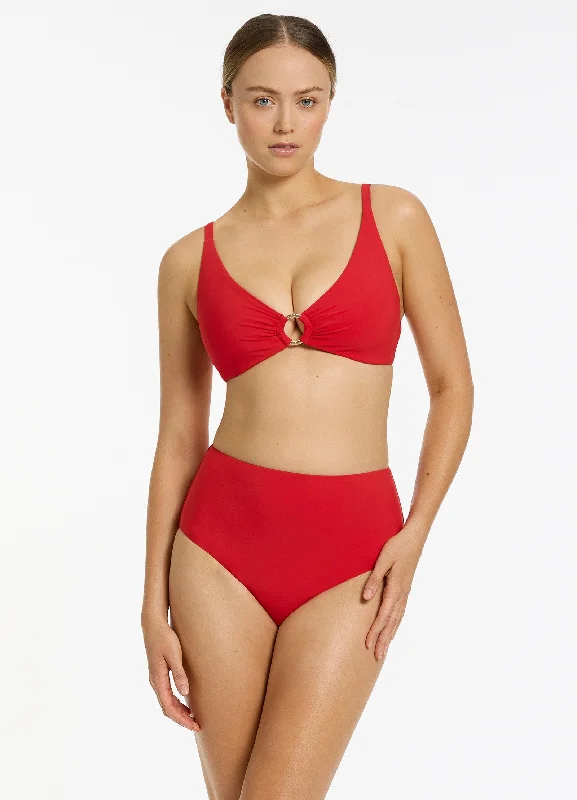 Jetset High Waisted Bikini Bottom - Rosso