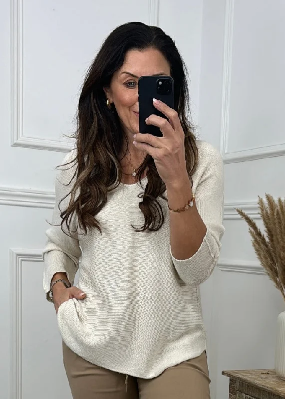 Lulu Beige Fine Knit Top