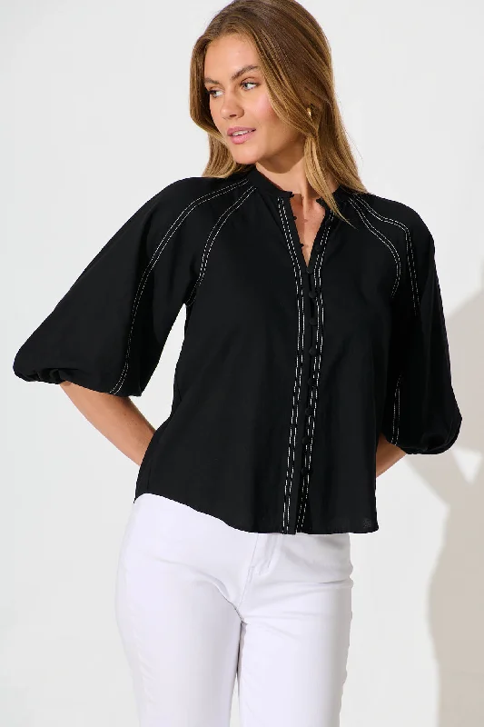 Fabiana Shirt in Black Cotton Blend