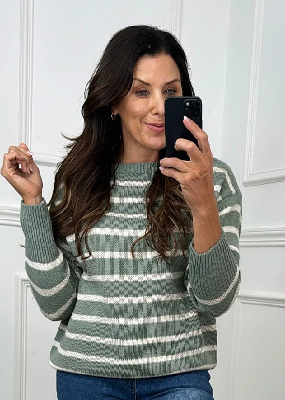 Nora Light Green Stripe Pullover