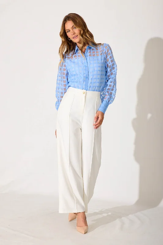 Giulana Shirt In Sky Blue Organza