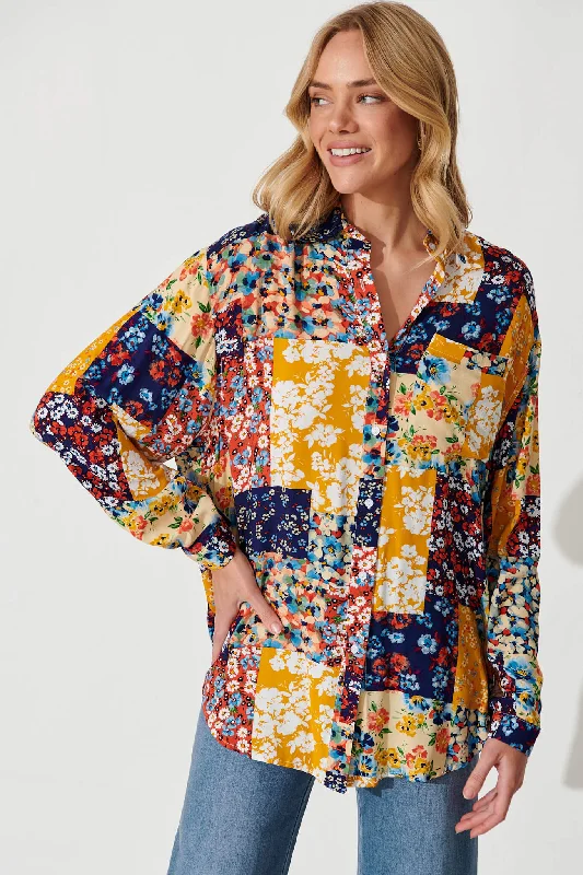 Freestyle Shirt In Multi Patchwork Print