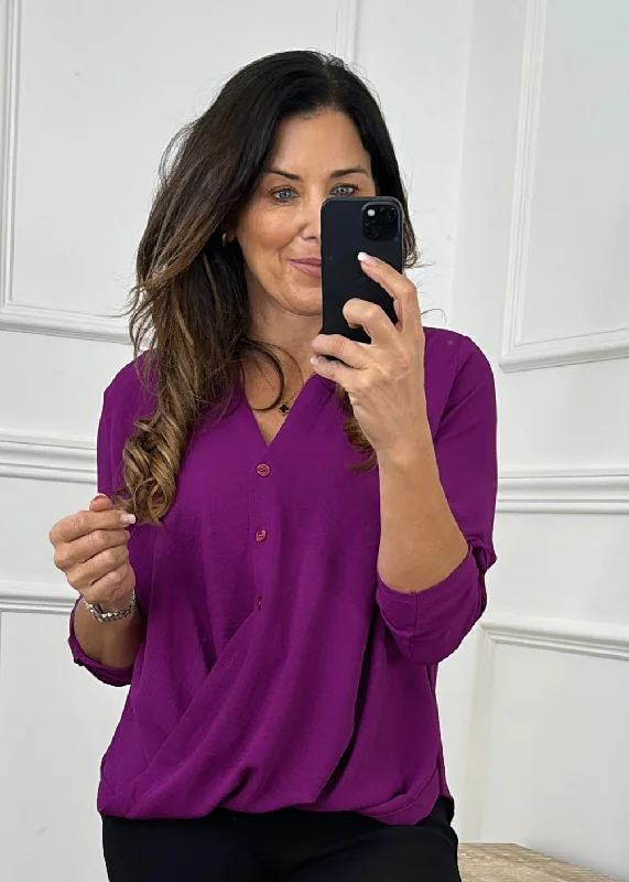 Darcy Purple Wrap Blouse