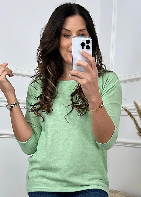 Mia Fair Green Marl Knit Top