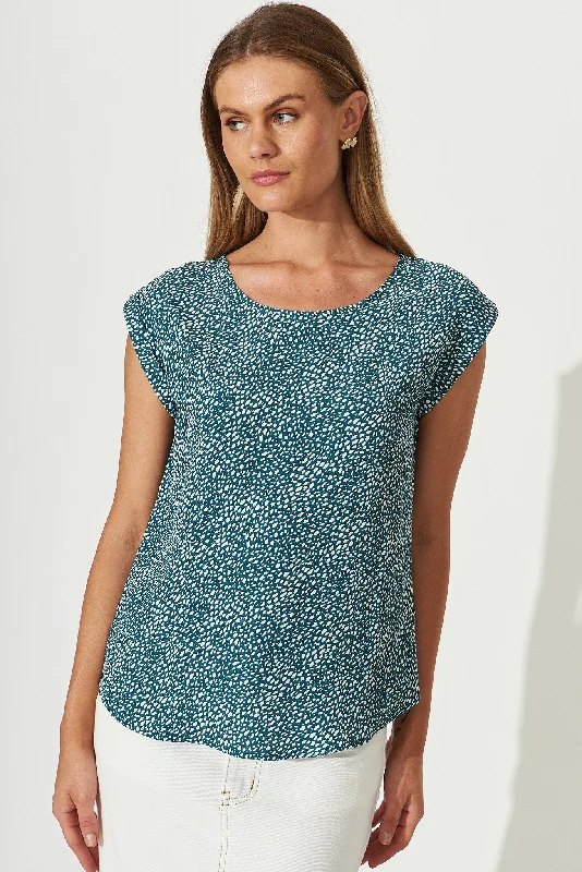 Rejina Top In Teal With White Speckle