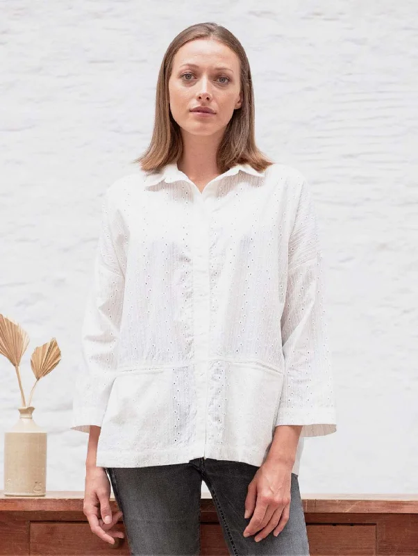 Anya Cotton Relaxed Blouse | Ecru