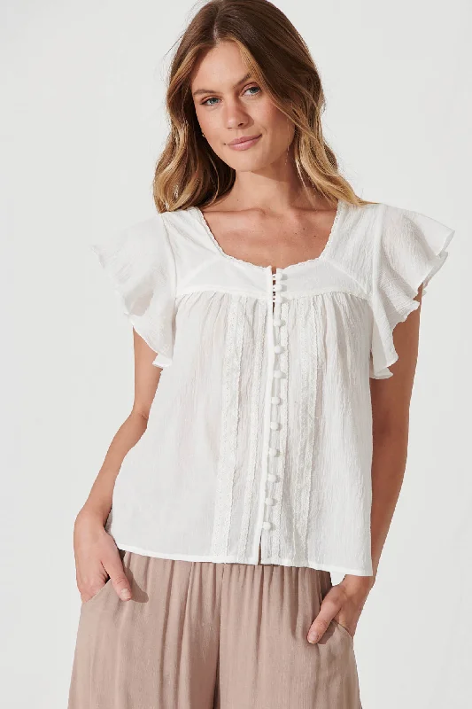 Keaton Top In White Cotton