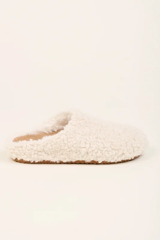 Cream Boucle Slippers