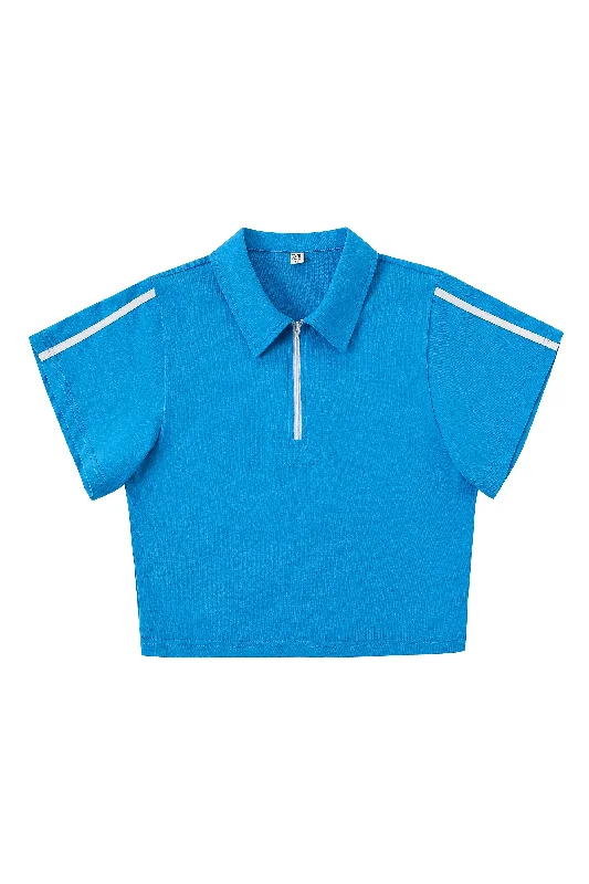 Sporty Euro Blue Zip Tommy Polo Shirt