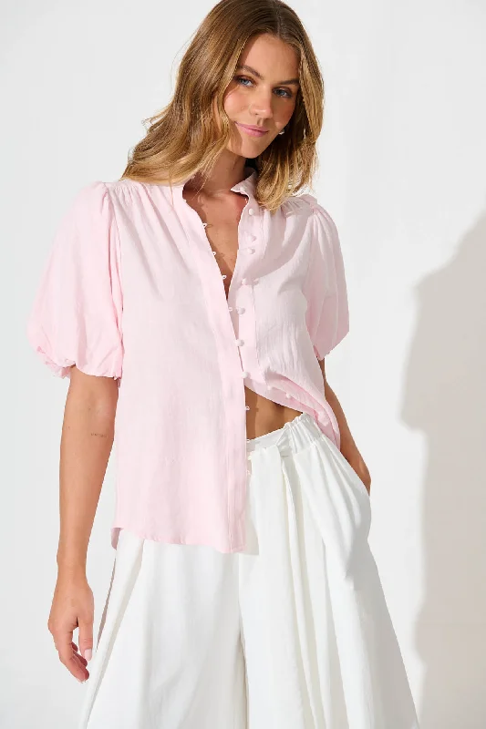 Prudence Shirt in Pale Pink Cotton