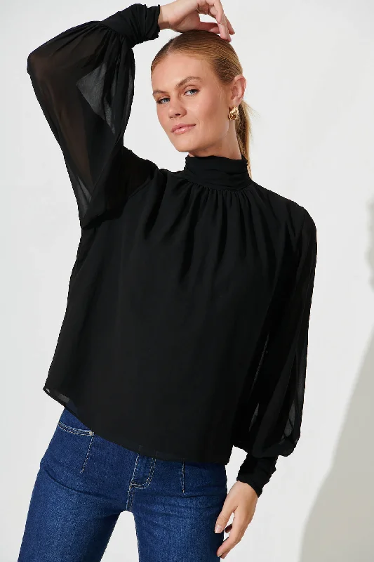 Wishful Top In Black Chiffon