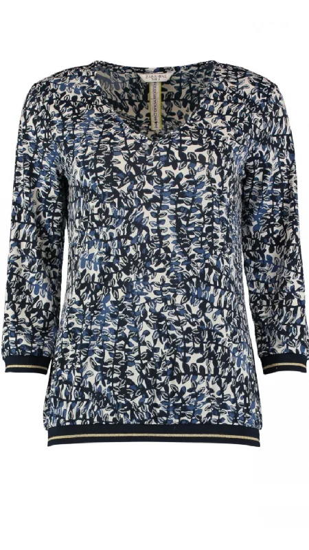 Kirstie White Navy Print Top