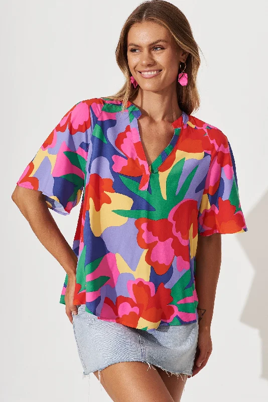 Lover Top In Bright Multi Print