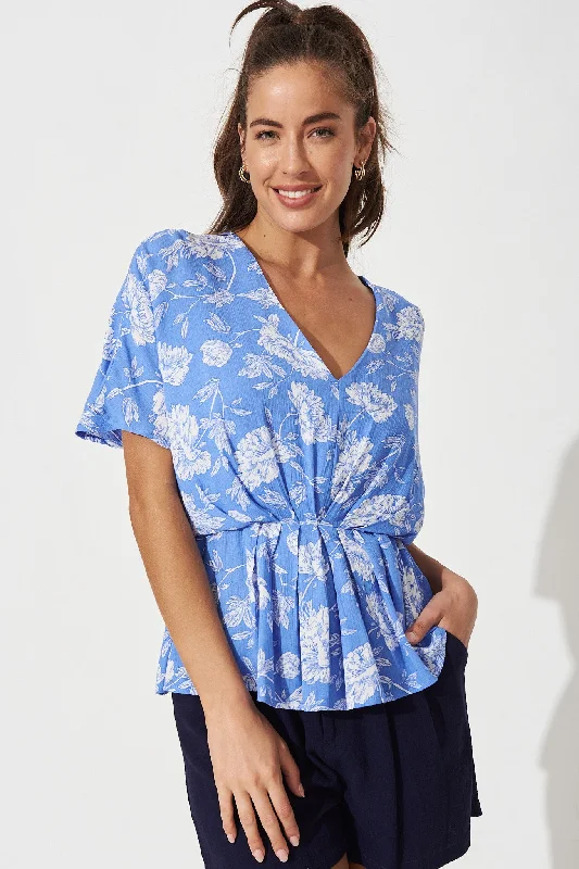 Waverley Top In Blue Floral