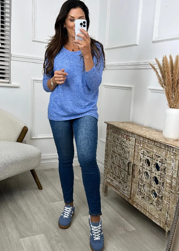 Mia Azure Blue Marl Knit Top