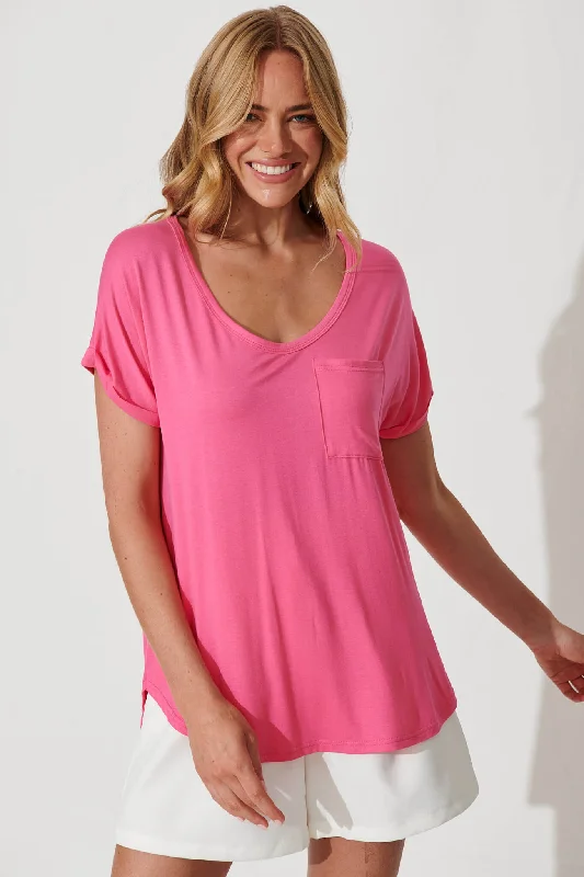 Margi Jersey T Shirt In Hot Pink