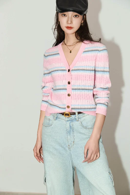 LILY Contrast Stripe Knit Cardigan