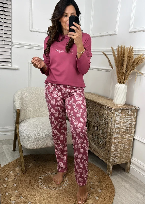 Evelyn Mauve Paisley Print Pajama