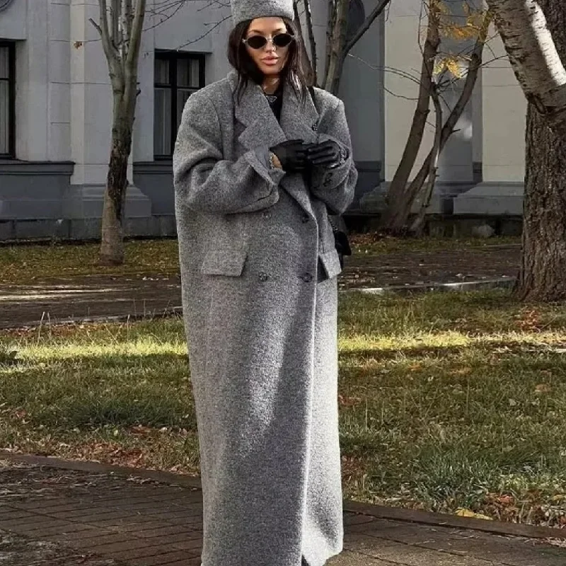 Women's Button Long Woolen Coat