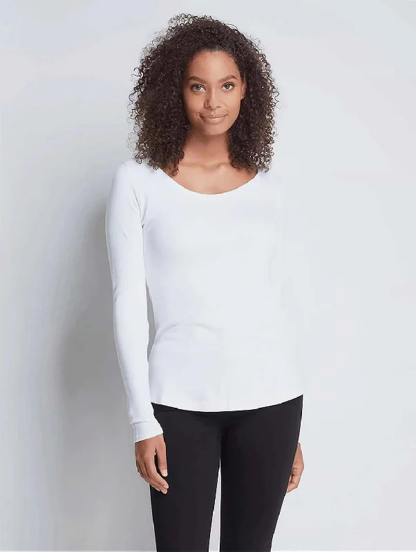 Scoop Neck Long Sleeve Cotton TENCEL™ Modal Blend T-shirt | Multiple Colours