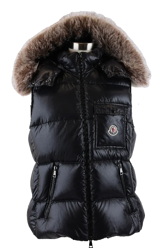 Balabio Hooded Down Vest W/ Fur Trim