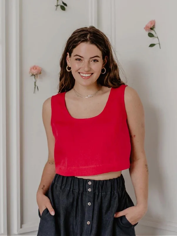 Pippa Mini Linen Crop Top | Multiple Colours