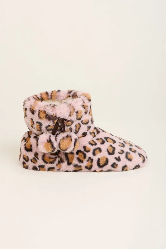 Leopard Bring Me Coffee Slipper Boots