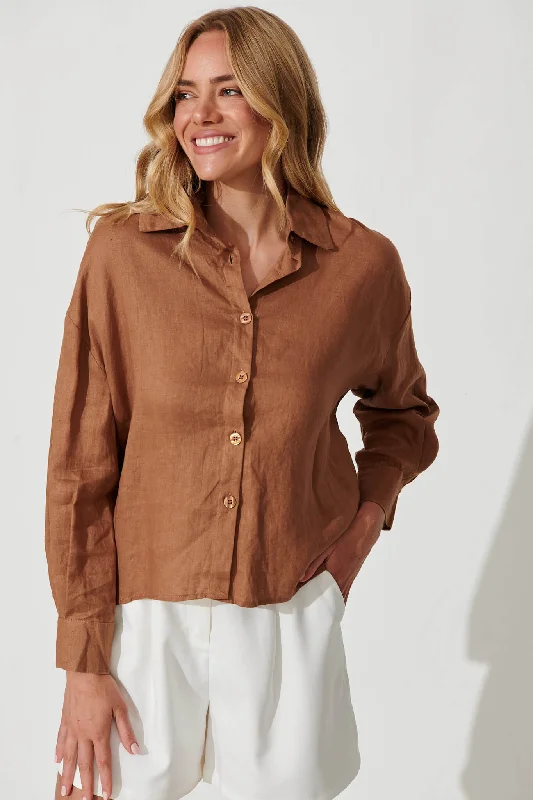 Caterina Shirt In Mocha Linen