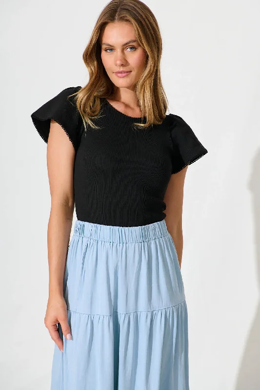 Marsha Top In Black Cotton