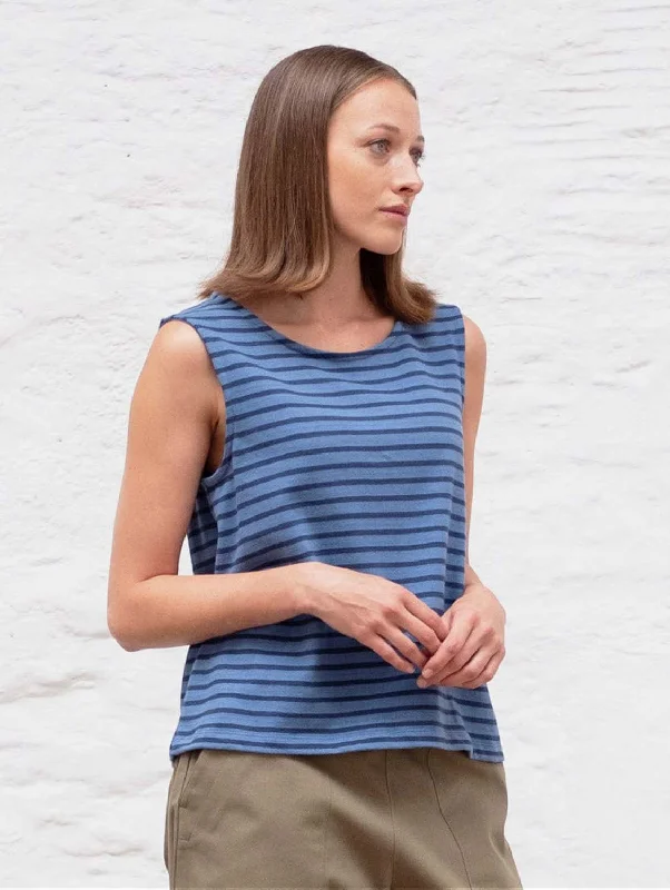 Alma Organic Cotton Striped Top | Blue Stripe