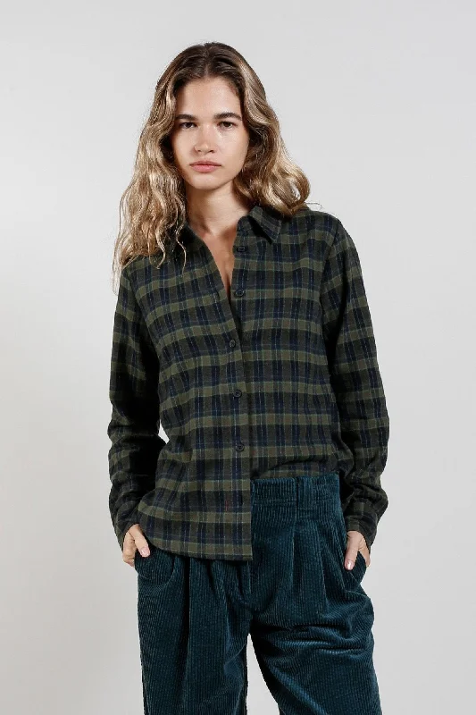 KENJI Organic Cotton Flannel Shirt - Navy Check