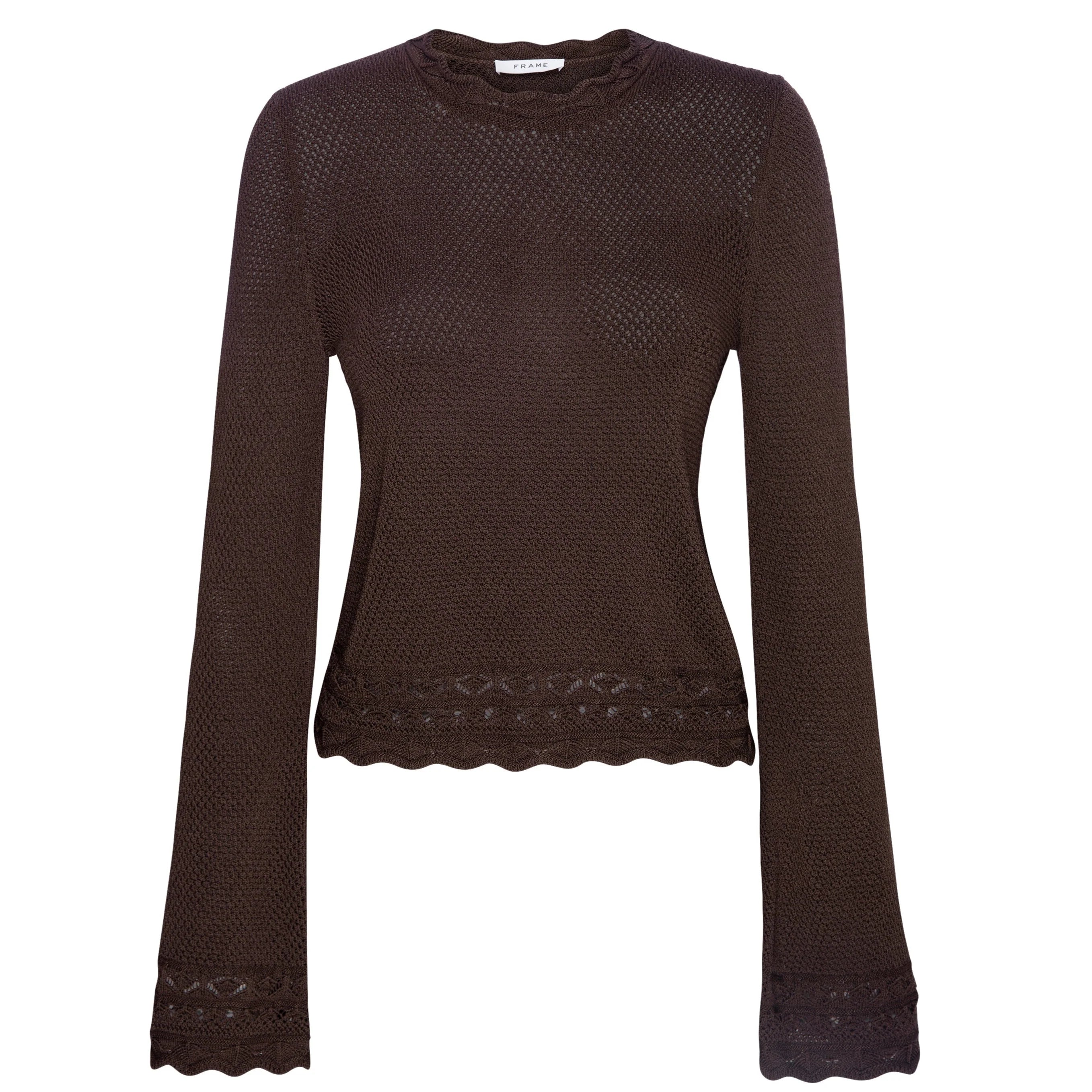 Frame Pointelle Bell Sleeve Sweater