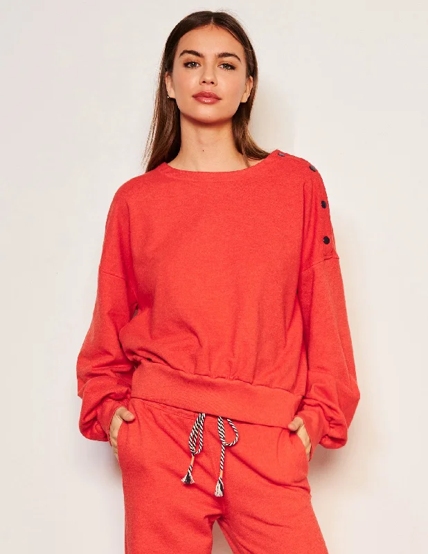 Sundry Snap Sweatshirt in Flare Red