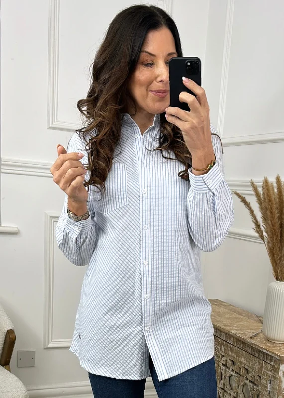 Miola White Blue Stripe Shirt