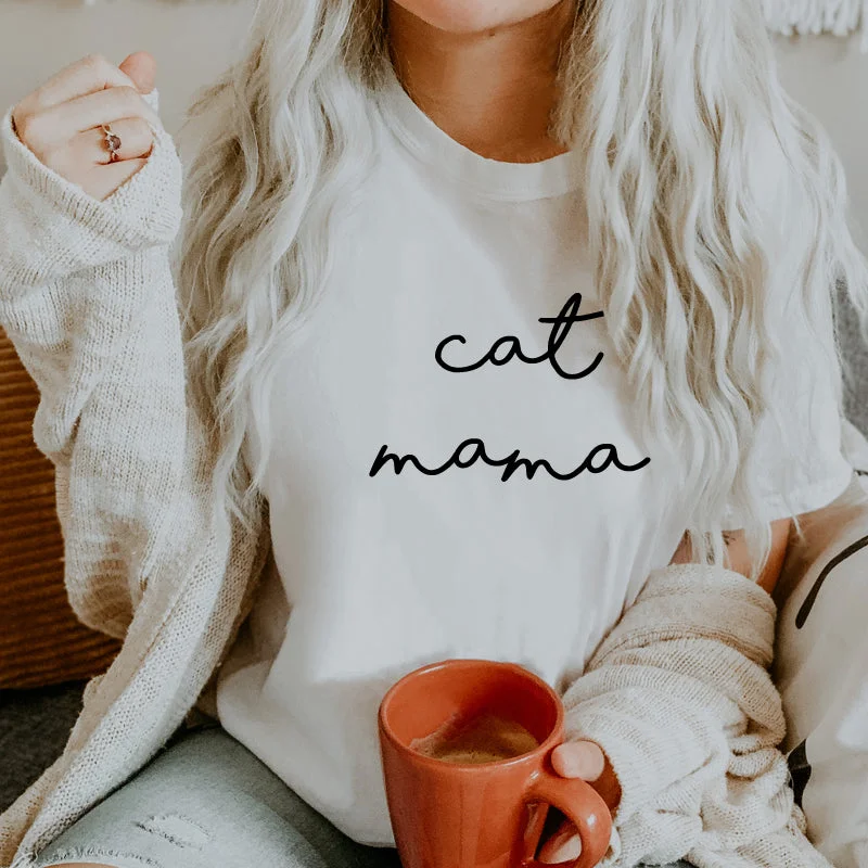 Cat Mama Retro Script T-Shirt