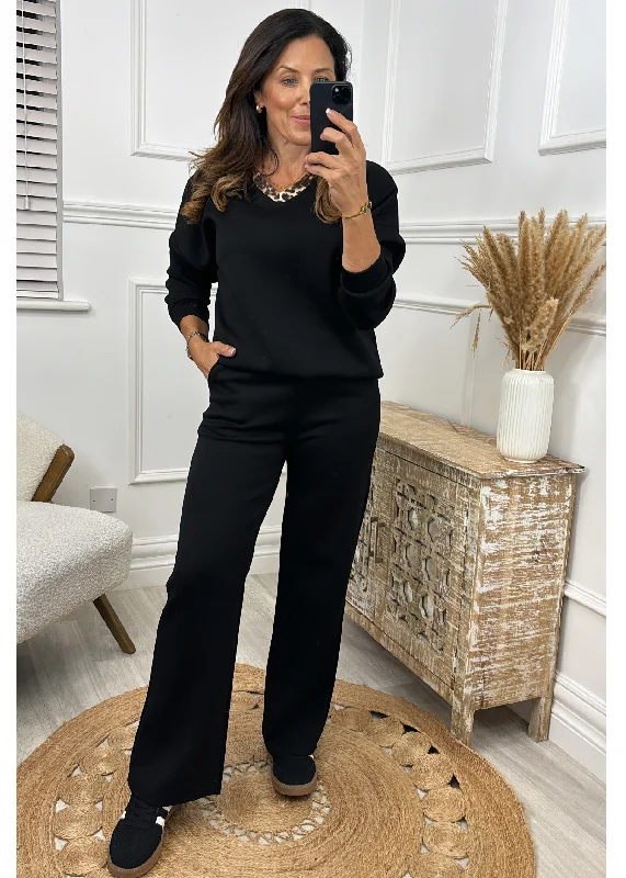 Vivien Black Leopard Trim Tracksuit