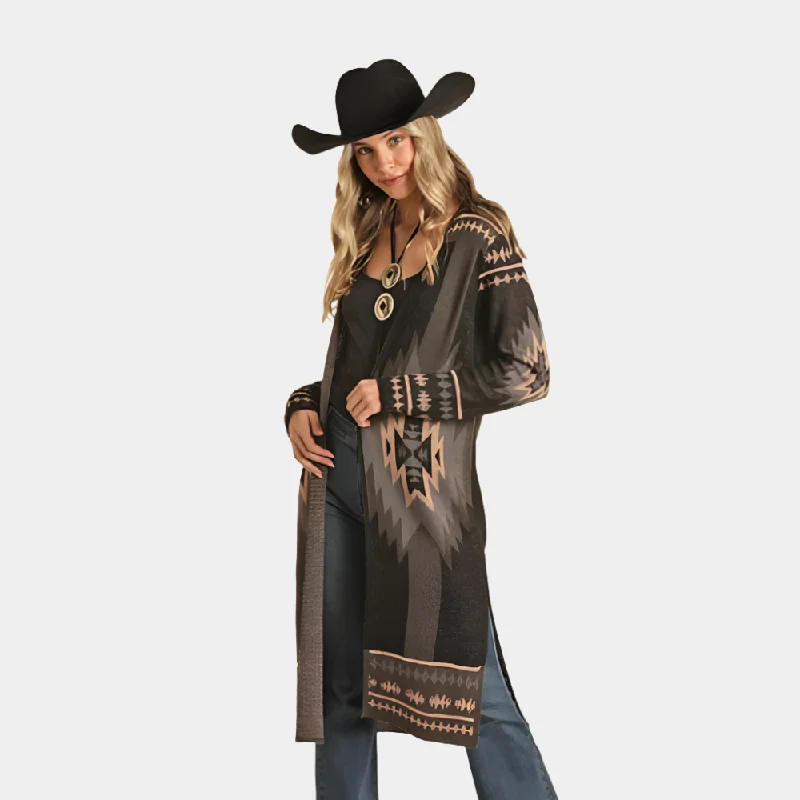 Rock and Roll Denim Aztec Print Duster Sweater