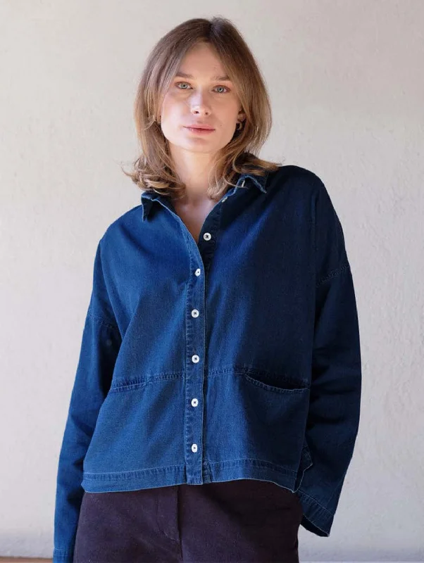 Anya Relaxed Cotton Corduroy Blouse | Blue