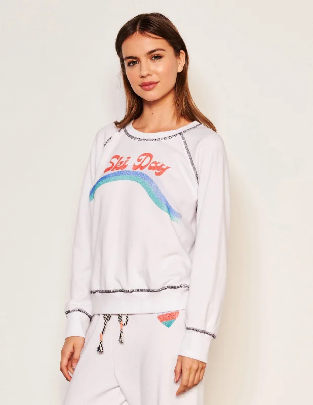 Sundry Ski Day Raglan Sweatshirt in Optic White