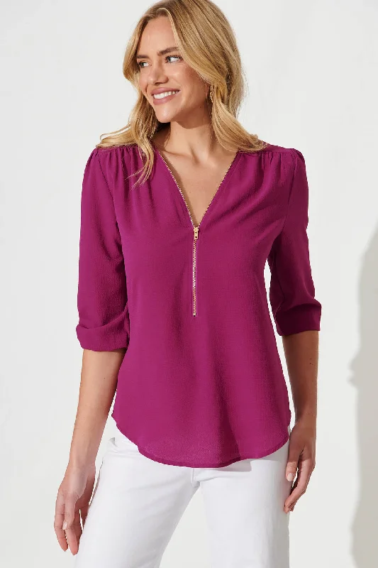 Viviani Zip Top In Magenta