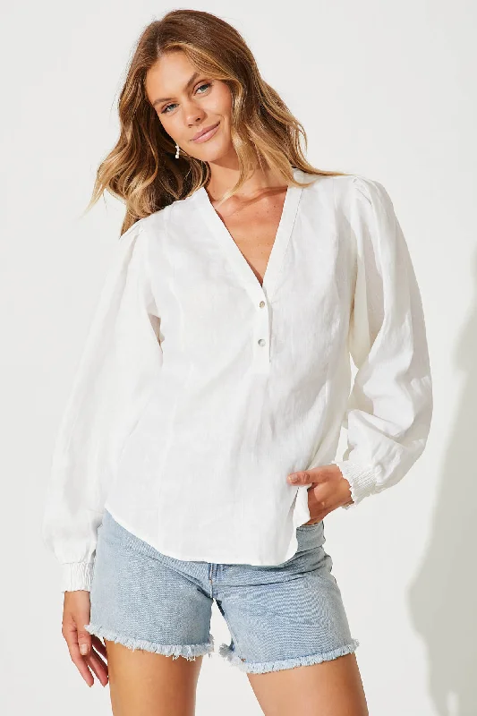 Republica Top In White Pure Linen