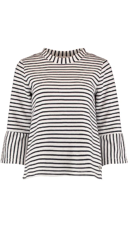 Kiana Navy Stripe White Top