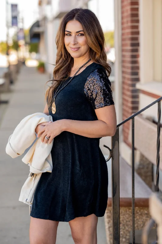 Sequin Sleeve Tee Dress