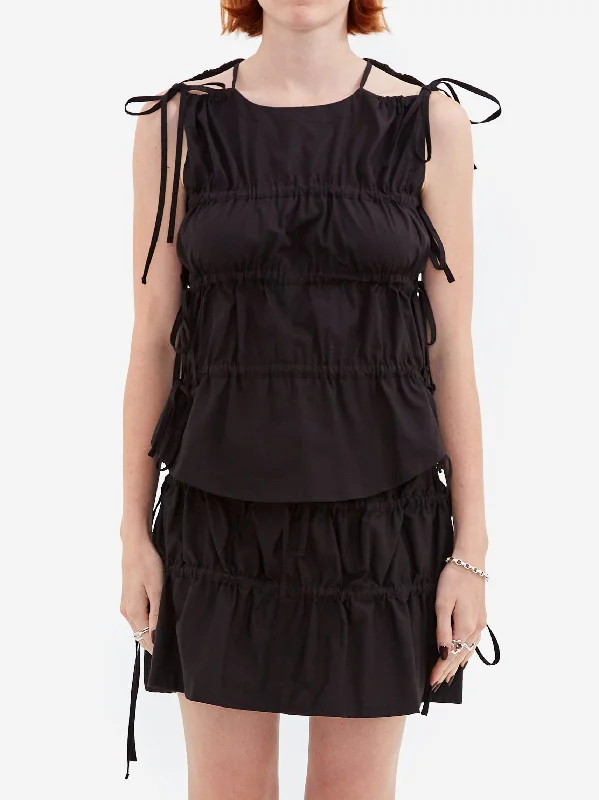 S-BA Ruched Vest - Black