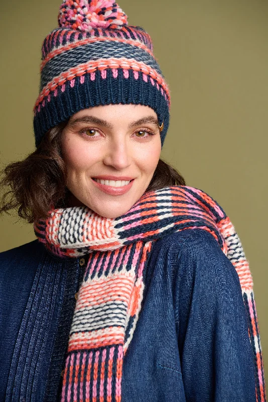 Textured Stripe Knitted Scarf