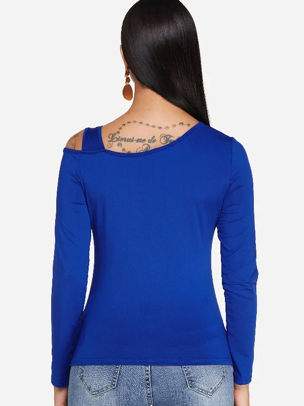 Custom One Shoulder Cut Out Long Sleeve T-Shirts