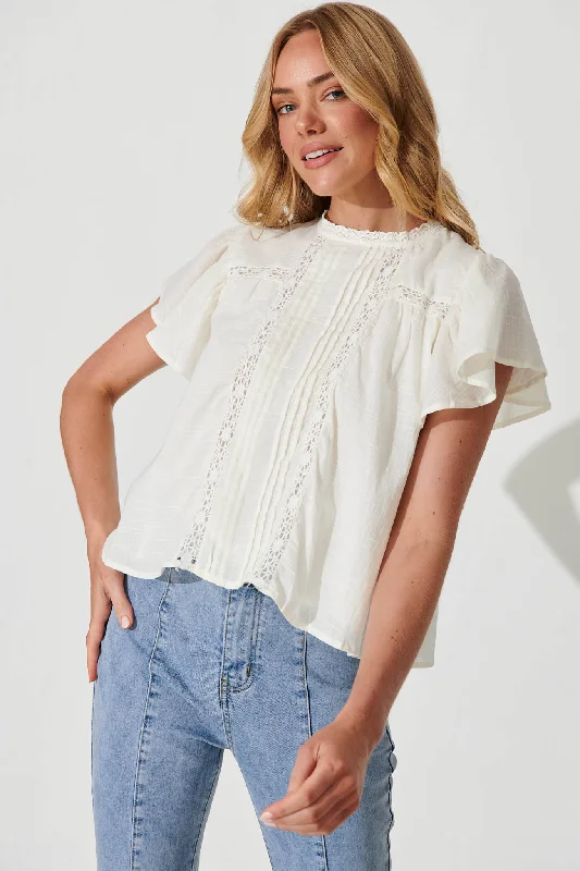 Edwina Top In White Cotton