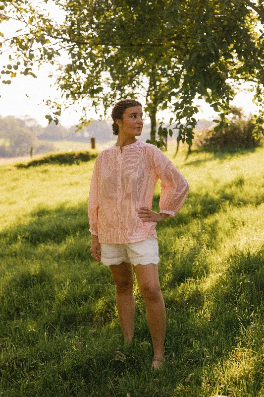 Sitara Stripe Blouse - Blushing Peach