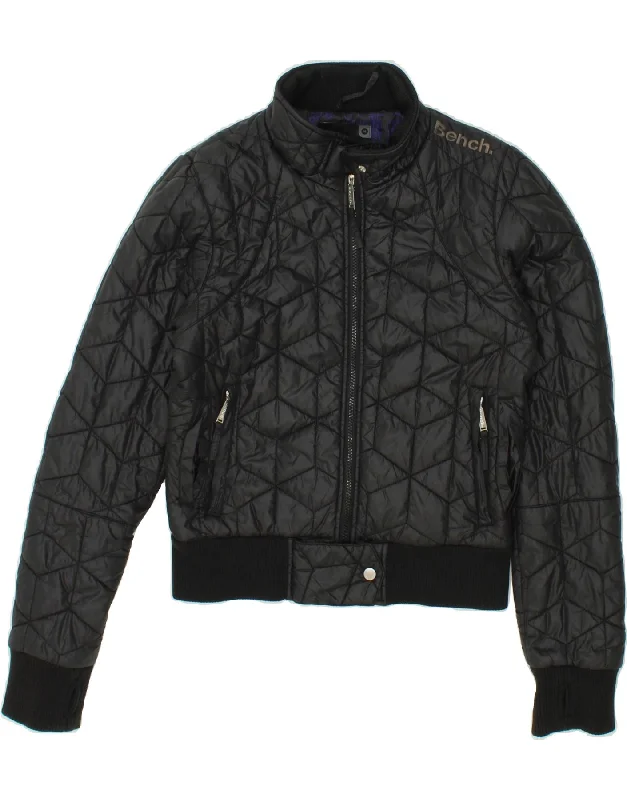 BENCH Womens Padded Jacket UK 14 Medium Black Polyester